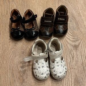 Geox Baby/Toddler 3 pairs of shoes: Black, Brown, and White Dress Shoes Trio